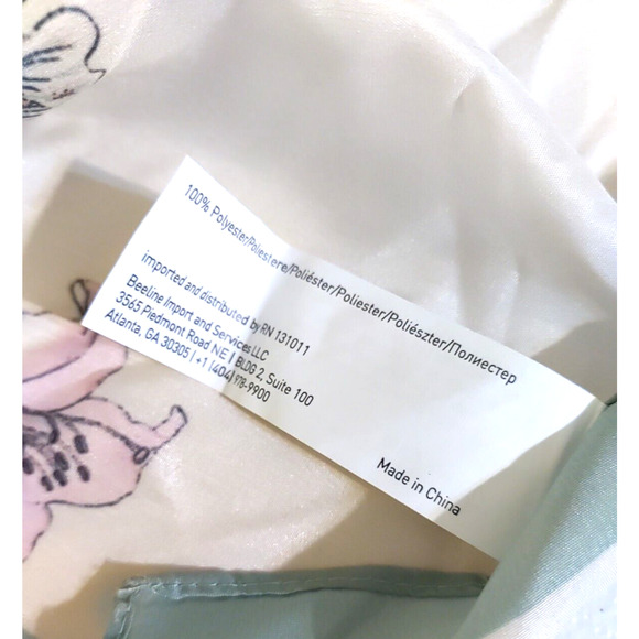 Bee Line Scarf Vintage Look Square 23" X 23" Green Pink Floral Butterfly - Picture 9 of 10